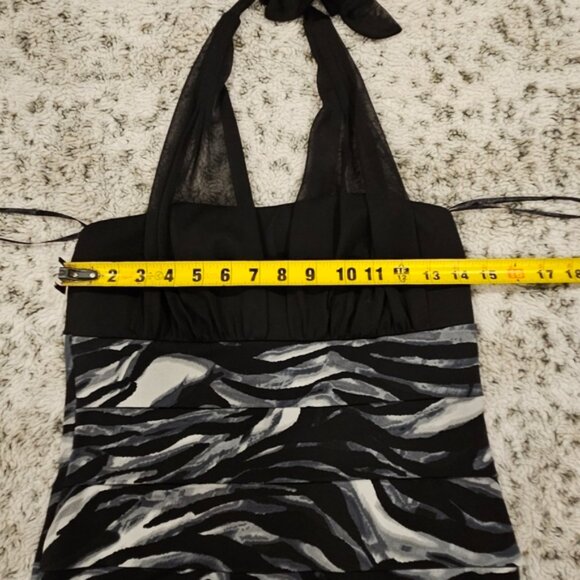 Enfocus SZ 8 Party/Cocktail Tiered Marble Design Semi Sheer Halter Dress - Picture 4 of 7